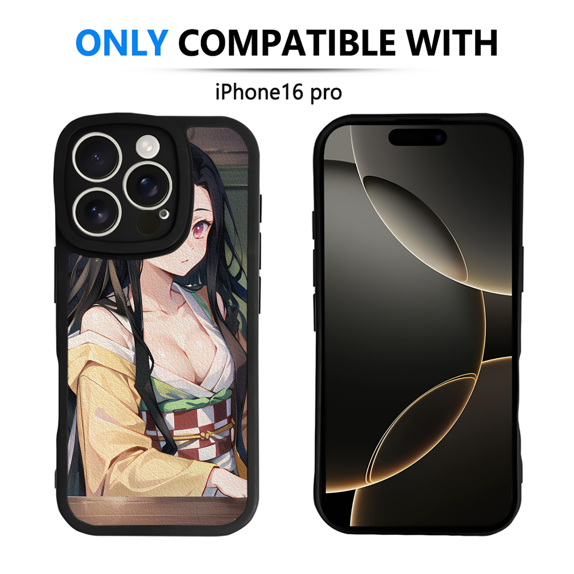 （画像用） 鬼滅の刃（きめつのやいば）竈門 禰󠄀豆子／かまど ねずこ Kamado Nezuko 【iPhone 16シリーズ対応】シリコンスマホケース（レザー調） 材質：シリコン